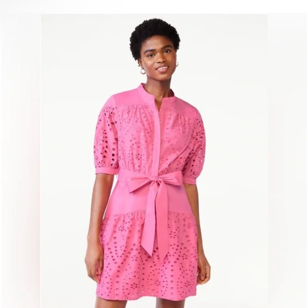 Scoop | women’s size large 100% cotton eyelet belted mini dress
